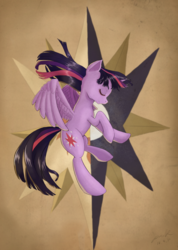 Size: 613x861 | Tagged: safe, artist:the-park, twilight sparkle, alicorn, pony, g4, female, flying, mare, solo, twilight sparkle (alicorn)