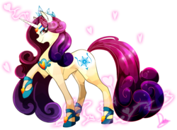Size: 3068x2256 | Tagged: safe, artist:dormin-dim, idw, princess amore, pony, unicorn, g4, crown, digital art, ear fluff, eyeshadow, female, heart, high res, hoof shoes, jewelry, looking at you, magic, makeup, mare, peytral, purple eyes, purple mane, raised hoof, regalia, signature, simple background, smiling, solo, transparent background