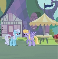 Size: 409x412 | Tagged: safe, screencap, cloud kicker, linky, shoeshine, family appreciation day, g4, my little pony: friendship is magic, cropped, staring contest