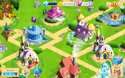 Size: 2560x1600 | Tagged: safe, gameloft, screencap, grampa gruff, lyra heartstrings, rarity, spike, griffon, pony, g4, element of generosity, game screencap, harmony stones, plushie, vip