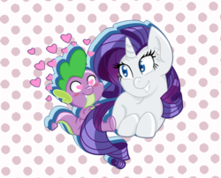 Size: 2045x1656 | Tagged: safe, artist:fluffy-fly, artist:zingydoodle, rarity, spike, g4, blushing, female, heart, male, ship:sparity, shipping, smiling, straight