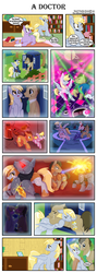 Size: 4000x11251 | Tagged: safe, artist:cherryblossomcake, derpy hooves, dinky hooves, dj pon-3, doctor whooves, princess celestia, princess luna, time turner, vinyl scratch, oc, oc:fausticorn, alicorn, earth pony, pegasus, pony, g4, absurd resolution, alicorn oc, cewestia, comic, crying, cute, dalek, disco, doctor who, female, filly, mailbag, mailmare, male, pink-mane celestia, prone, ship:doctorderpy, shipping, sonic screwdriver, straight, tardis, the doctor, time travel, woona