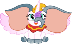Size: 1308x897 | Tagged: safe, artist:cloudy glow, princess flurry heart, alicorn, pony, g4, baby, baby pony, clothes, clothes swap, cosplay, costume, cute, disney, dumbo, female, filly, flurrybetes, foal, nightmare night costume, solo