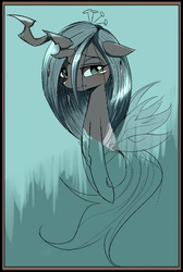 Size: 1065x1587 | Tagged: safe, artist:ccc, queen chrysalis, changeling, changeling queen, g4, crown, crying, female, jewelry, regalia, sad, solo