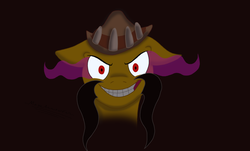 Size: 3195x1930 | Tagged: safe, artist:megaanimationfan, oc, oc only, oc:overhaul, earth pony, pony, dark magic, dustykatt, epic shading, evil smile, hat, magic, male, ponysona, signature, stallion