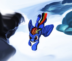 Size: 900x767 | Tagged: safe, artist:ponsce, rainbow dash, g4, cloud, female, flying, solo