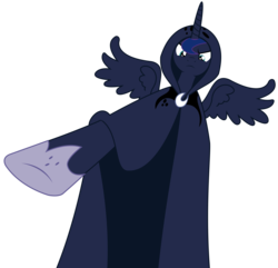 Size: 3503x3375 | Tagged: safe, artist:sketchmcreations, princess luna, spirit of hearth's warming yet to come, a hearth's warming tail, g4, cloak, clothes, high res, inkscape, pointing, simple background, transparent background, vector