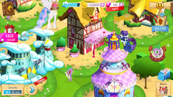 Size: 1280x720 | Tagged: safe, gameloft, princess celestia, radiance, rarity, spike, g4, carousel boutique, gameloft shenanigans, letter, power ponies, vip