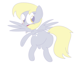 Size: 1280x1117 | Tagged: safe, artist:mr-degration, derpy hooves, pegasus, pony, g4, bubble butt, butt, female, looking back, mare, plot, simple background, solo, spread wings, transparent background