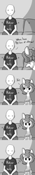 Size: 713x3565 | Tagged: safe, artist:tjpones, oc, oc only, oc:brownie bun, oc:richard, human, horse wife, :t, :|, bald, clothes, comic, couch, crackers, descriptive noise, dialogue, eating, food, grayscale, meme, monochrome, munching, shirt, stare