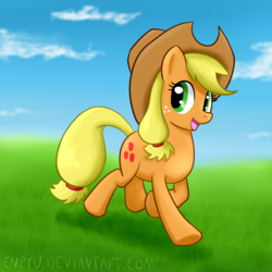 Size: 1200x1200 | Tagged: safe, artist:empyu, applejack, earth pony, pony, g4, female, open mouth, solo