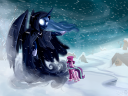 Size: 3000x2250 | Tagged: safe, artist:sirzi, princess luna, snowfall frost, spirit of hearth's warming yet to come, starlight glimmer, pony, a hearth's warming tail, g4, my little pony: friendship is magic, glowing eyes, high res