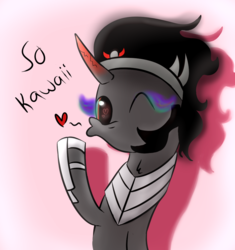Size: 873x928 | Tagged: safe, artist:pucksterv, king sombra, pony, unicorn, g4, cute, duckface, heart, heart eyes, kissy face, looking at you, male, solo, sombradorable, stallion, wingding eyes, wink