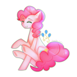 Size: 3464x3476 | Tagged: safe, artist:kurochhi, pinkie pie, g4, cute, cutie mark, diapinkes, ear fluff, eyes closed, female, high res, simple background, sitting, smiling, solo, transparent background