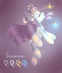 Size: 2200x2600 | Tagged: safe, artist:hawthornss, oc, oc only, oc:daydreamer, earth pony, pony, cute, eyes closed, female, glowing, high res, reference sheet, solo, tattoo