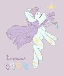 Size: 2200x2600 | Tagged: safe, artist:hawthornss, oc, oc only, oc:daydreamer, earth pony, pony, eyes closed, female, high res, reference sheet, simple background, solo, tattoo