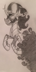 Size: 1242x2448 | Tagged: safe, artist:sparkarez, king sombra, g4, male, monochrome, solo, traditional art