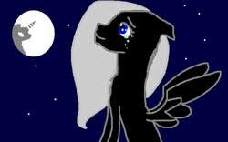 Size: 959x600 | Tagged: safe, artist:emeralddarkatnigh, oc, oc only, pegasus, pony, crying, looking up, mare in the moon, moon, night, night sky, pegasus oc, sitting, sky, solo, tears of joy