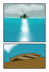 Size: 1280x1899 | Tagged: safe, artist:facade, comic:stalwart silence, boat, island, no pony