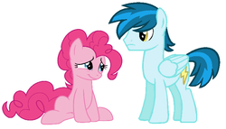 Size: 735x419 | Tagged: safe, pinkie pie, thunderbass, pegasus, pony, equestria girls, g4, equestria girls ponified, pinkiebass, ponified, shipping, simple background, vector, white background