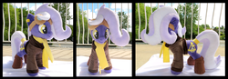 Size: 3345x1169 | Tagged: safe, artist:fireflytwinkletoes, oc, oc only, oc:aether naut, clothes, goggles, irl, jacket, photo, plushie, scarf, solo