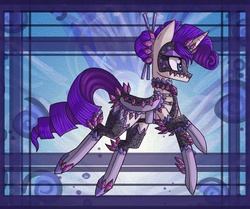 Size: 1060x888 | Tagged: safe, artist:raptor007, rarity, g4, alternate hairstyle, clothes, female, gem, mask, solo