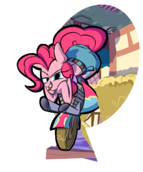 Size: 4500x5400 | Tagged: safe, artist:animation100, pinkie pie, g4, absurd resolution, clothes, female, jeans, looking at you, mares of harmony, motorcycle, pants, solo
