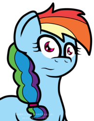 Size: 1366x1759 | Tagged: safe, anonymous artist, rainbow dash, pegasus, pony, g4, alternate hairstyle, braid, female, mare, ponytail, simple background, solo, transparent background