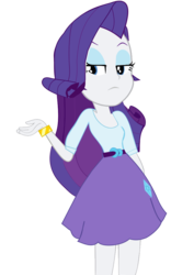 Size: 745x1053 | Tagged: safe, artist:sparx24488, rarity, equestria girls, g4, my little pony equestria girls, belt, bracelet, clothes, cutie mark on clothes, eyeshadow, female, jewelry, makeup, purple skirt, simple background, skirt, solo, transparent background, unamused