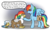 Size: 859x520 | Tagged: safe, artist:breezepleeze, rainbow dash, oc, oc:gren, oc:rainbow feather, classical hippogriff, griffon, hippogriff, g4, brother and sister, cute, dialogue, family, interspecies offspring, magical lesbian spawn, mother and daughter, mother and son, offspring, parent:gilda, parent:rainbow dash, parents:gildash, saddle bag, serious