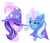 Size: 1600x1372 | Tagged: safe, artist:whisperseas, starlight glimmer, trixie, pony, unicorn, g4, my little pony: friendship is magic, no second prances, accessory swap, bust, duo, eyes closed, female, lidded eyes, magic, mare, portrait, simple background, telekinesis, watermark