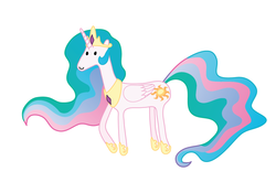 Size: 1024x674 | Tagged: safe, artist:synthorange, princess celestia, alicorn, pony, g4, adventure time, beady eyes, female, male, simple background, solo, style emulation, white background