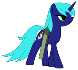 Size: 800x720 | Tagged: safe, artist:prism note, oc, oc only, oc:crescent blade, pony, unicorn, katana, solo, sword, weapon