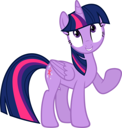 Size: 5733x6000 | Tagged: safe, artist:slb94, twilight sparkle, alicorn, pony, g4, absurd resolution, female, grin, happy, mare, raised hoof, simple background, smiling, solo, transparent background, twilight sparkle (alicorn), vector