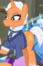 Size: 147x222 | Tagged: safe, screencap, starke kragen, pony, unicorn, g4, my little pony: friendship is magic, the saddle row review, karl lagerfeld, male, solo, stallion, tangerine