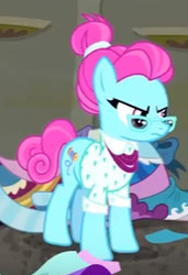 Size: 173x253 | Tagged: safe, screencap, blue bobbin, earth pony, pony, g4, my little pony: friendship is magic, the saddle row review, angry, solo