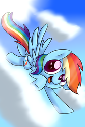 Size: 1828x2743 | Tagged: safe, artist:supercoco142, rainbow dash, g4, cloud, cute, dashabetes, female, flying, solo