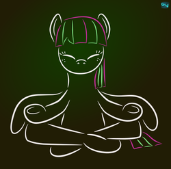 Size: 500x493 | Tagged: safe, artist:quint-t-w, blossomforth, g4, contortionist, female, gradient background, meditation, solo