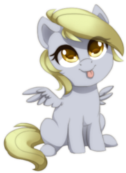 Size: 328x451 | Tagged: safe, artist:silentwulv, derpy hooves, pegasus, pony, g4, cute, derpabetes, female, mare, simple background, smiling, solo, tongue out, transparent background, underp