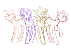 Size: 7000x5000 | Tagged: safe, artist:kurochhi, apple bloom, babs seed, scootaloo, sweetie belle, g4, absurd resolution, cutie mark crusaders, monochrome, wip
