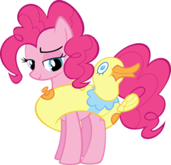 Size: 4711x4545 | Tagged: safe, artist:iamadinosaurrarrr, pinkie pie, duck, g4, too many pinkie pies, absurd resolution, bedroom eyes, female, floaty, inner tube, simple background, solo, transparent background, vector