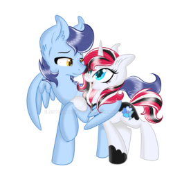 Size: 1024x1024 | Tagged: safe, artist:pvrii, oc, oc only, oc:crystal luck, oc:thunder jack, pegasus, pony, unicorn, simple background, transparent background, watermark