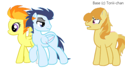 Size: 1024x556 | Tagged: safe, artist:megamastermario2009, braeburn, soarin', spitfire, g4, 1000 hours in ms paint, female, male, ms paint, ship:soarinfire, shipping, straight