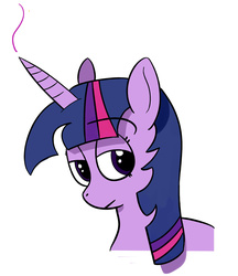 Size: 1445x1674 | Tagged: safe, artist:mackstack, twilight sparkle, g4, face, female, lidded eyes, looking back, simple background, solo, white background