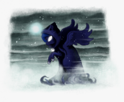 Size: 800x657 | Tagged: safe, artist:hewison, princess luna, spirit of hearth's warming yet to come, a hearth's warming tail, g4, cloak, clothes, female, magic, snow, snowfall, solo