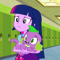 Size: 360x360 | Tagged: safe, screencap, spike, twilight sparkle, dog, equestria girls, g4, animated, cropped, palindrome get, spike the dog