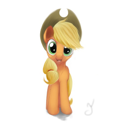 Size: 1500x1500 | Tagged: safe, artist:tres-apples, applejack, earth pony, pony, g4, female, happy, looking at you, smiling, solo