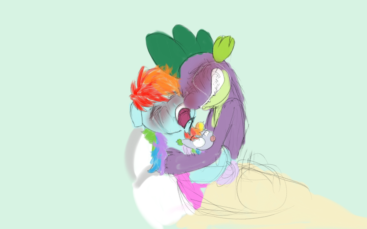 1158528 - safe, artist:steadfast hoof, rainbow dash, spike, oc, oc:barb,  dracony, hybrid, g4, daily doodle spikedash prompt, family, female, foal,  interspecies offspring, male, mother, newborn, offspring, parent:rainbow  dash, parent:spike, parents ...