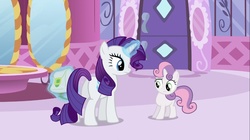 Size: 1100x618 | Tagged: safe, screencap, rarity, sweetie belle, pony, g4, my little pony: friendship is magic, ponyville confidential, butt, female, mare, plot, rearity