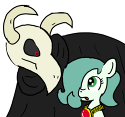 Size: 640x600 | Tagged: safe, artist:ficficponyfic, color edit, edit, oc, oc only, oc:emerald jewel, oc:lady elegance, chimera, chimera pony, dragon, earth pony, pony, undead, colt quest, bone, child, color, colored, colt, cute, foal, glowing eyes, horns, male, monster, red eyes, skull